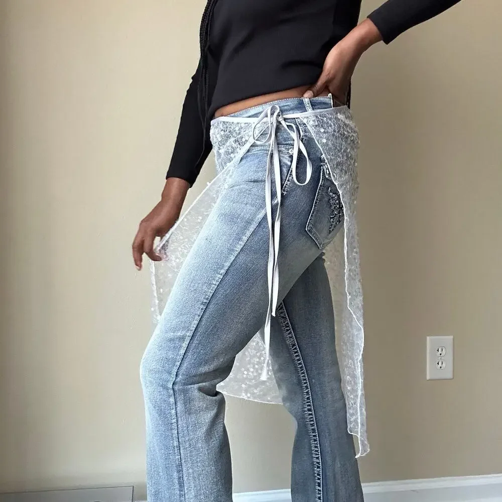 Mango Silver Sequin Skirt Wrap One Size